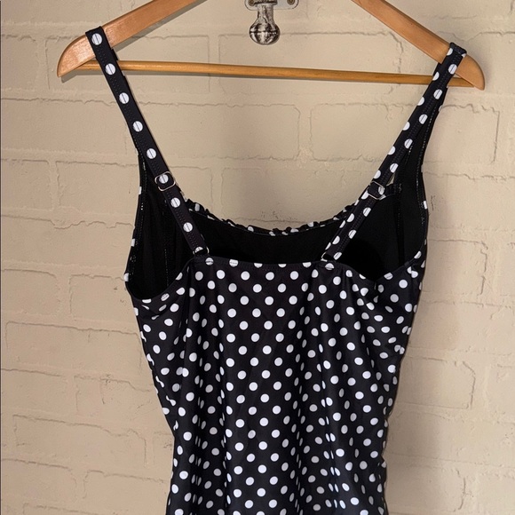 Aqua Eve swimsuit bathing suit polka dot black white Xl padded chest modest NEW - Picture 5 of 7